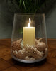 Ivory Flameless LED Candle in hurricane candle holder