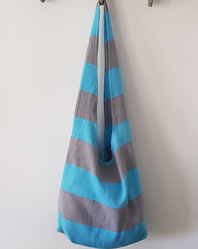 Bodrum Beach Bag - Turquoise & Grey