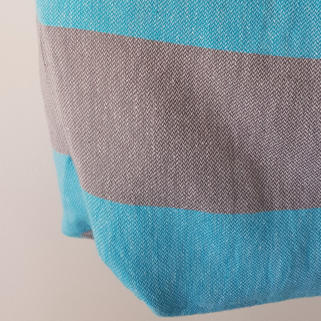 Close up of Bodrum Beach Bag - Turquoise & Grey